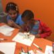 students at science center