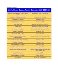 ファミリーイベントカレンダー 21 1 ホフマン ボストン