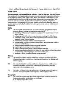 3rd Grade History and Social Science Standards (Social Studies)