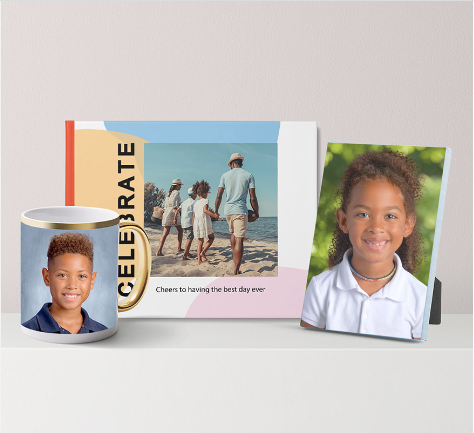 fall picture day; student picture on a mug; picture of family ; a student portrait