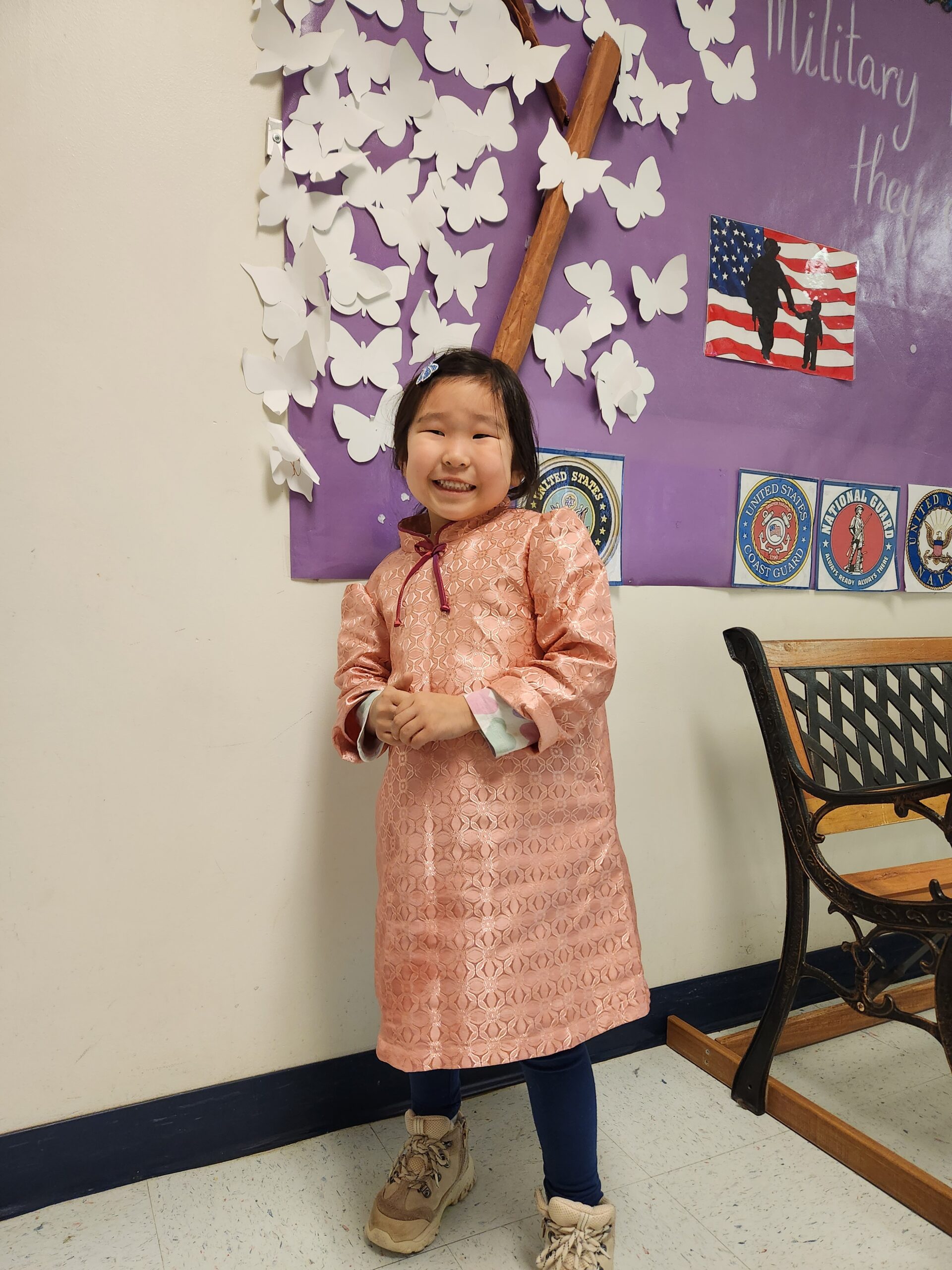 A student in traditional Mongolian dress to celebrate Lunar New Year.