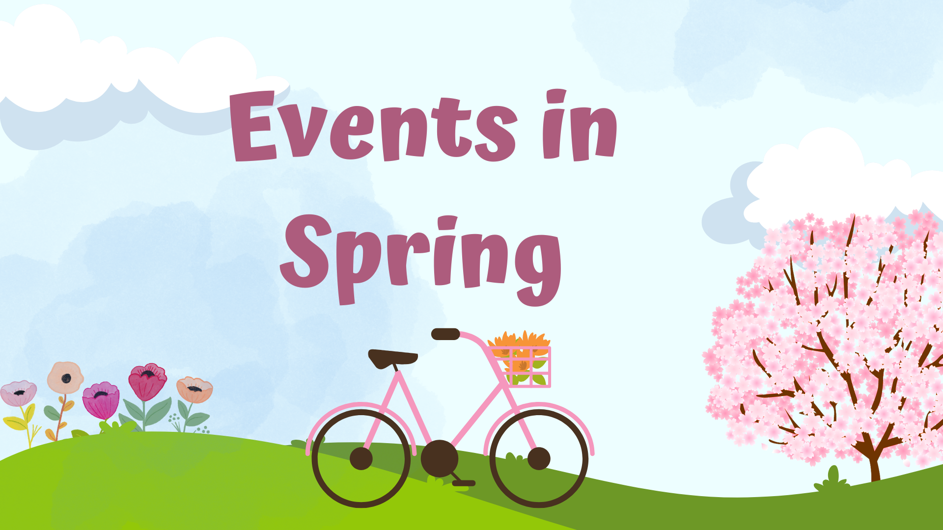 Spring flowers, bicycle, "Events in Springs"