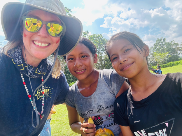 Ms. Burgin at GeoCamp with two girls