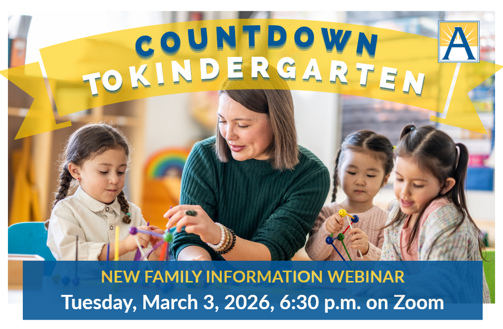 Countdown to kindergarten webinar; a teacher with 3 young students beside her.