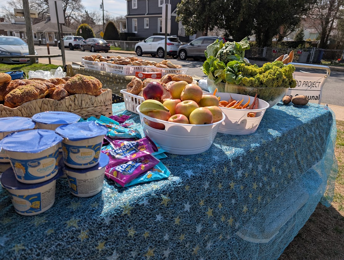 Fresh fruit, vegetables and other food on share table